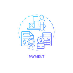 Fototapeta premium 2D payment gradient thin line icon concept, isolated vector, blue illustration representing vendor management.