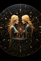 Gemini zodiac sign, The universe is full of stars. Generative AI.