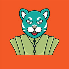 blue panda character logo mascot in honor noble costume