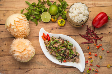 traditonal lao food  ( spicy koi pa )
