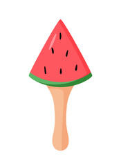 Ice cream color icon. Vector illustration of summer desserts popsicles on a stick. Single watermelon fruit ice isolate on white.