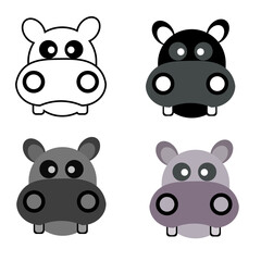 Abstract Flat Hippopotamus Head Silhouette Illustration