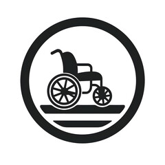 Fototapeta na wymiar Icon of a wheelchair and road, black color, symbolizing mobility Generative AI
