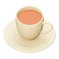Tea cup 3d rendering isometric icon.