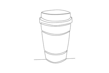 Continuous one line drawing International coffee day concept. Doodle vector illustration.