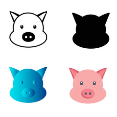 Abstract Flat Pig Head Silhouette Illustration