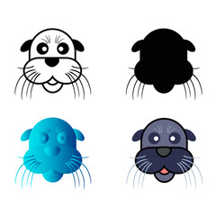 Abstract Flat Sea Lion Head Silhouette Illustration