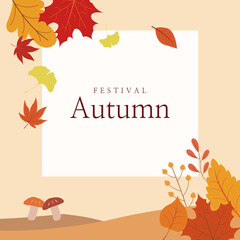 simple autumn vector design illustration background with autumn leaf theme design. 
for banner, poster, social media, promotion