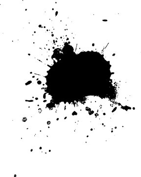black ink splash splatter watercolor brush painting in grunge graphic style