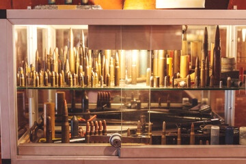 shelf with cartridges in a military store