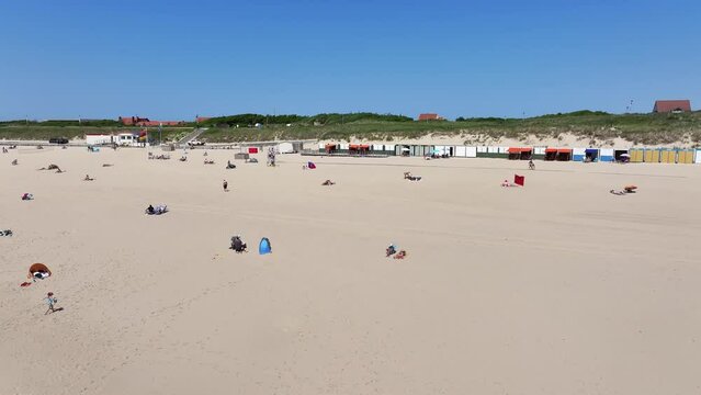 Aerial view of beautiful beach of Zoutelande, Netherlands