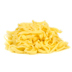 Gouda grated on a white background