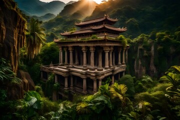 Tropical temple in the forest