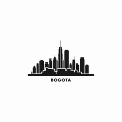  Colombia Bogota cityscape skyline city panorama vector flat modern logo icon. South America town emblem idea with landmarks and building silhouettes, isolated clipart