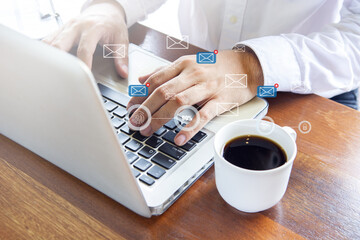 Businessman Using Performance Checklist for Online Survey and Evaluation - stock photo