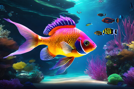 An AI art about fish becoming robots in the future