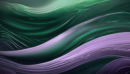 Fototapeta premium Abstract waves of misty purple and deep green swirling together, creating an otherworldly and haunting atmosphere.