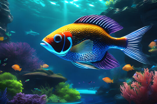 An AI art about fish becoming robots in the future