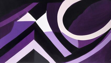 Layers of abstract shadowy shapes in midnight black and mysterious violet, evoking a sense of enigma and hidden meanings