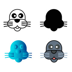 Abstract Mammal Seal Head Silhouette Illustration