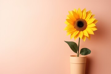 Beautiful sunflower on neutral colour background Generative AI.