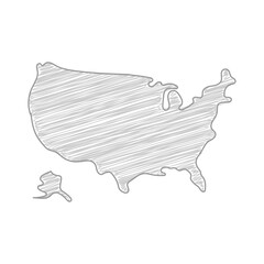 United States Map Drawing, Pencil Sketch