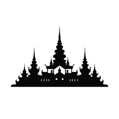 Travel landmarks of indian architecture, buddhist Temple, vector isolated