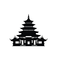 Fototapeta na wymiar Chinese buildings temples in the traditional style, vector illustration isolated