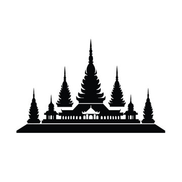 recommend clip art: Travel landmarks of indian architecture, buddhist Temple, vector isolated