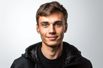 Fototapeta premium a man in a black jacket and a black shirt