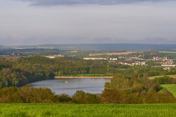 Blick zur Talsperre Pirk im Vogtland am Morgen