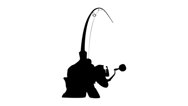 recommend clip art: fishing with spinning,  silhouette, angler with fishing rod 