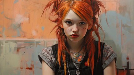 Girl in punk style, Generative AI