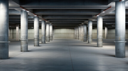 Modern underground parking. Indoor modern parking interior.