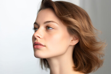 Fototapeta premium a woman with a short haircut and a black shirt