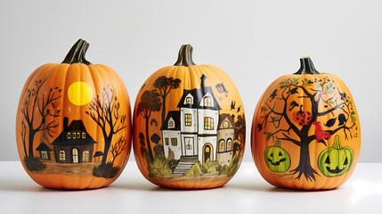 halloween jack o lantern.Halloween background with Evil Pumpkin. Spooky scary dark Night forrest. Holiday event halloween banner background concept