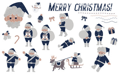 クリスマスのセットイラスト　シックカラー