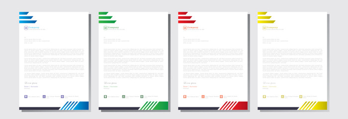 letterhead design template with blue, green, red and yellow color. creative modern letter head design template for your project. letterhead, letter head, Business letterhead design.