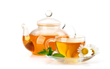 Soothing herbal tea blend with mint and chamomile