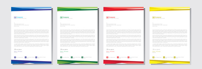 letterhead design template with blue, green, red and yellow color. creative modern letter head design template for your project. letterhead, letter head, Business letterhead design.