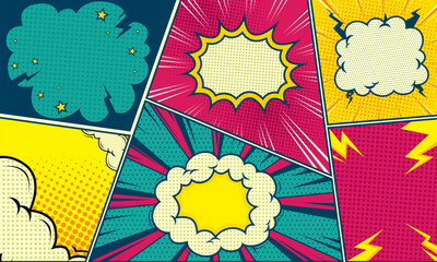 Colorful comic scene cartoon background template © anggi wibisono