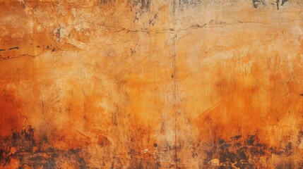 Orange background. Autumn or Fall Halloween colors. Distressed grunge texture in old vintage painted wall design. Abstract gold yellow and red brush strokes in textured illustration