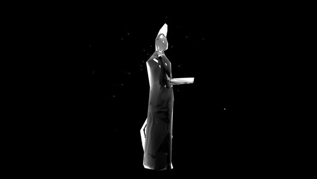 Artemis Greece statue Holographic VJ Loop 3D character on black motion background