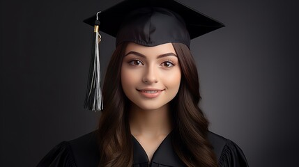 Young woman in graduation cap and gown