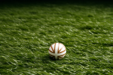 American Football on a grass. Generative ai
