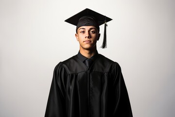 Young man in graduation cap and gown
