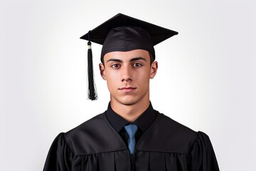 Young man in graduation cap and gown