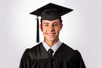 Young man in graduation cap and gown