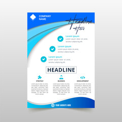 Modern Gradient Blue Wavy Business Flyer Template