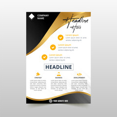 Modern Golden and Black Curved Business Flyer Template